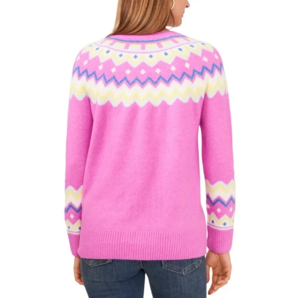 Vince Camuto Pink Fair Isle Sweater - Picture 2 of 5